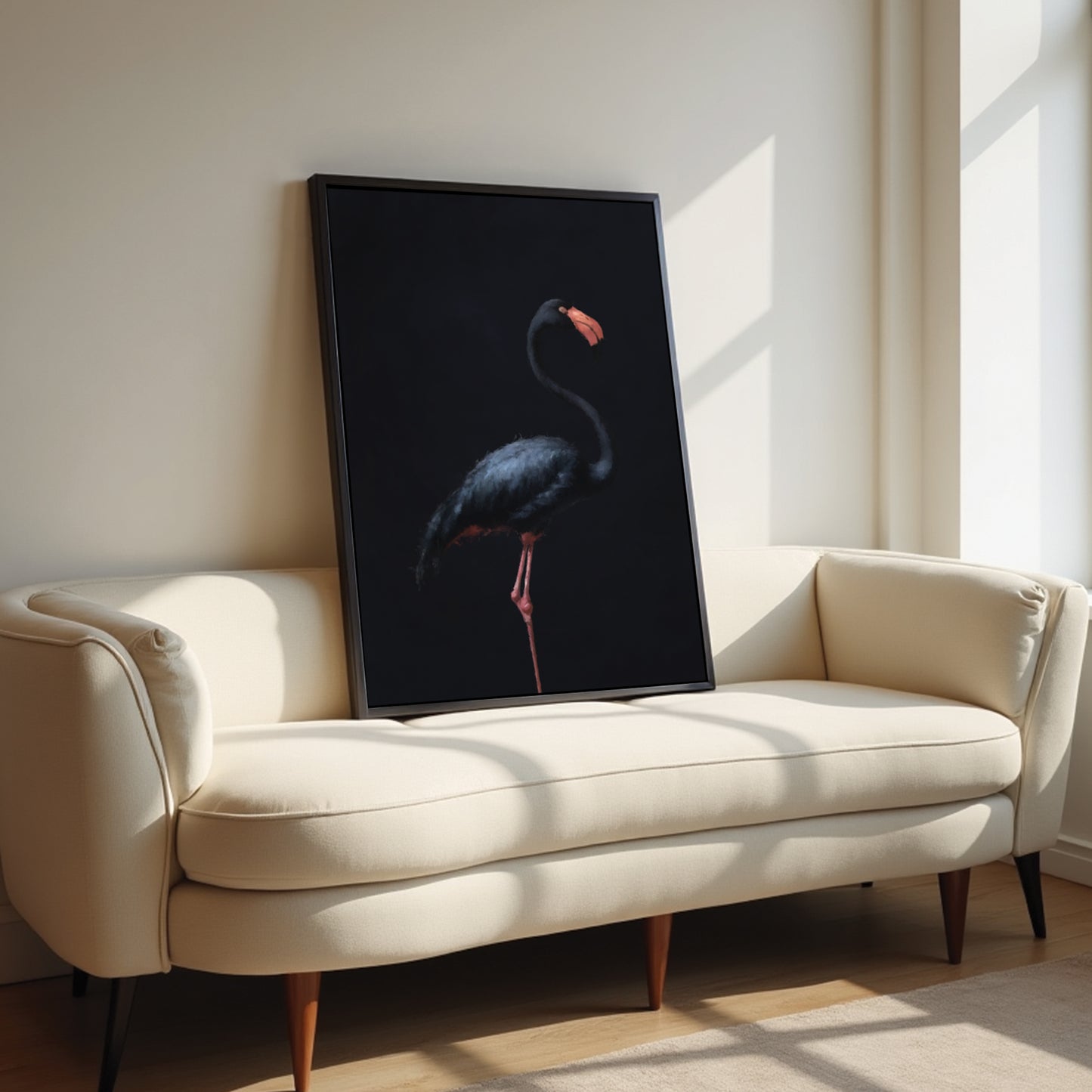 Black Flamingo Framed Canvas