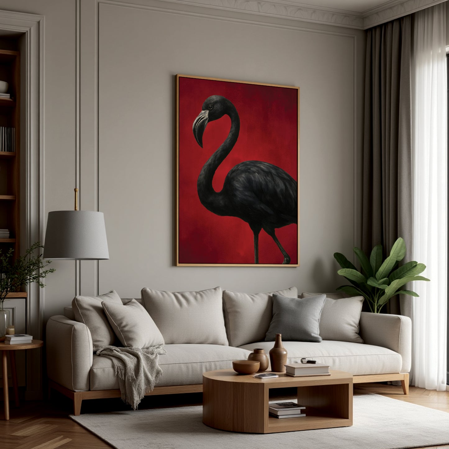 Red Flamingo Framed Canvas