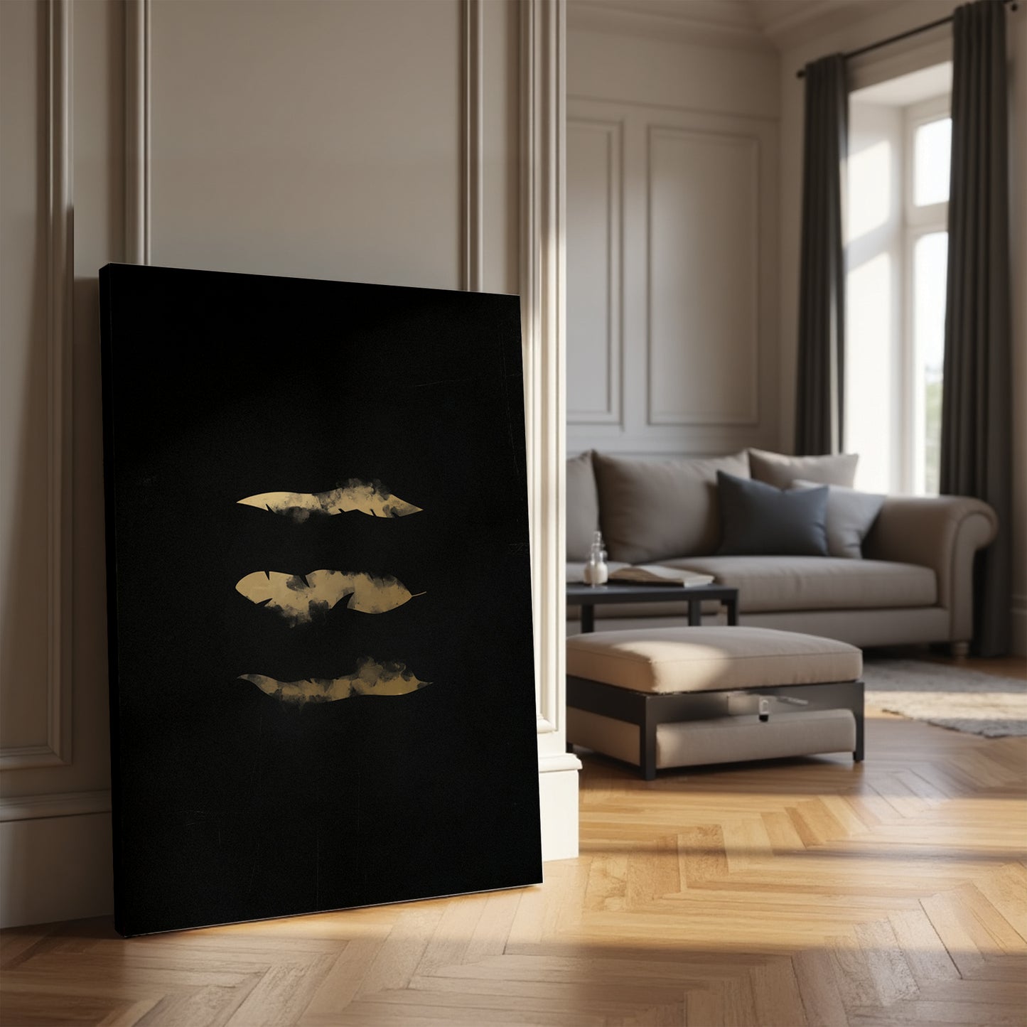 Gold Leaves Framed Canvas