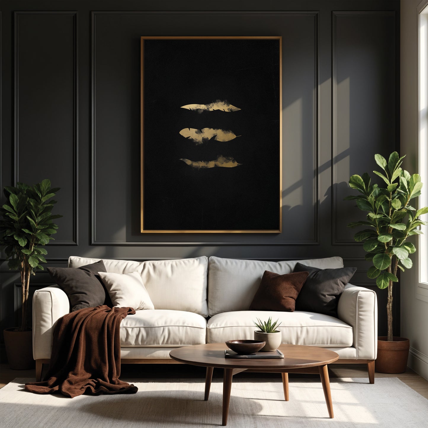 Gold Leaves Framed Canvas