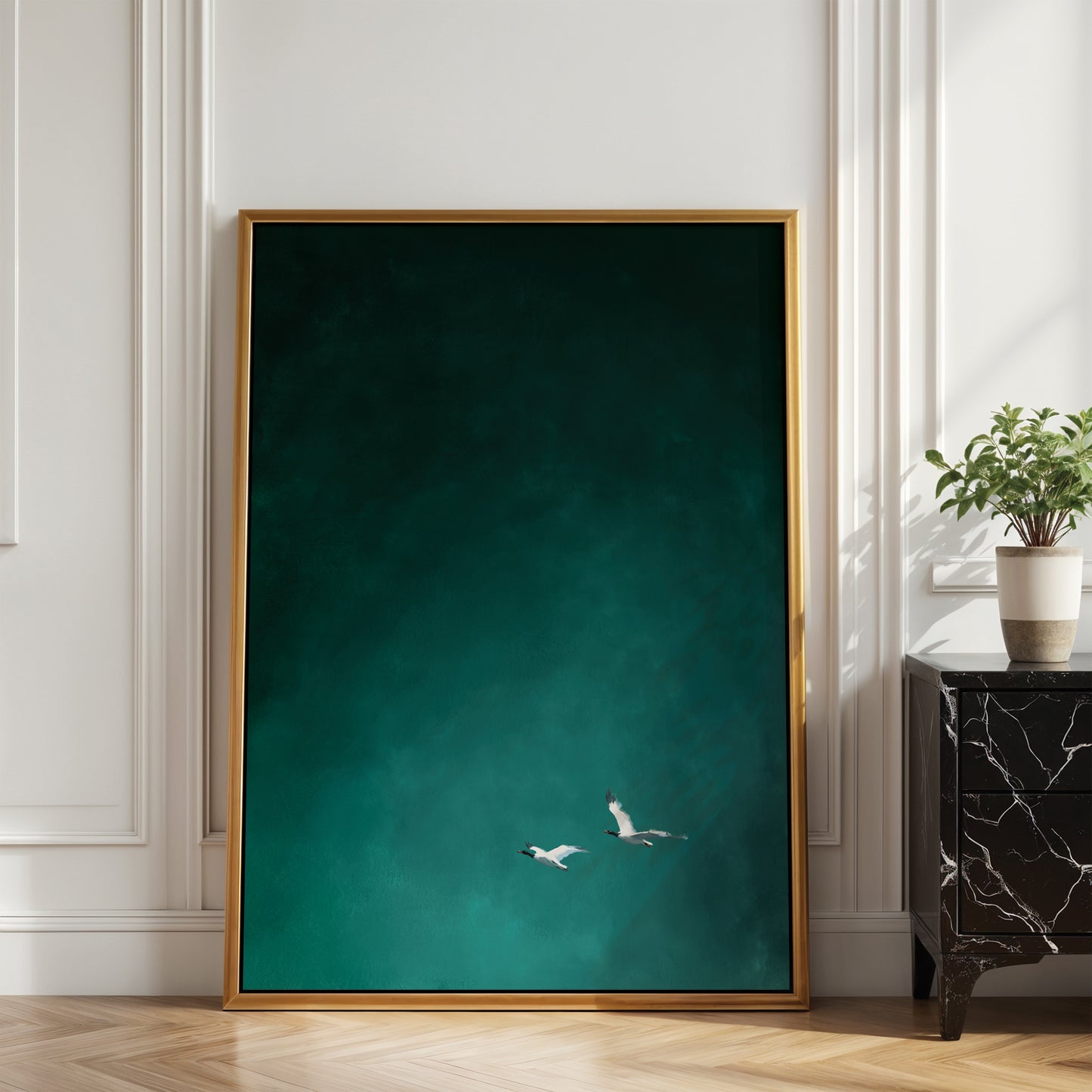 Teal Harmony Framed Canvas