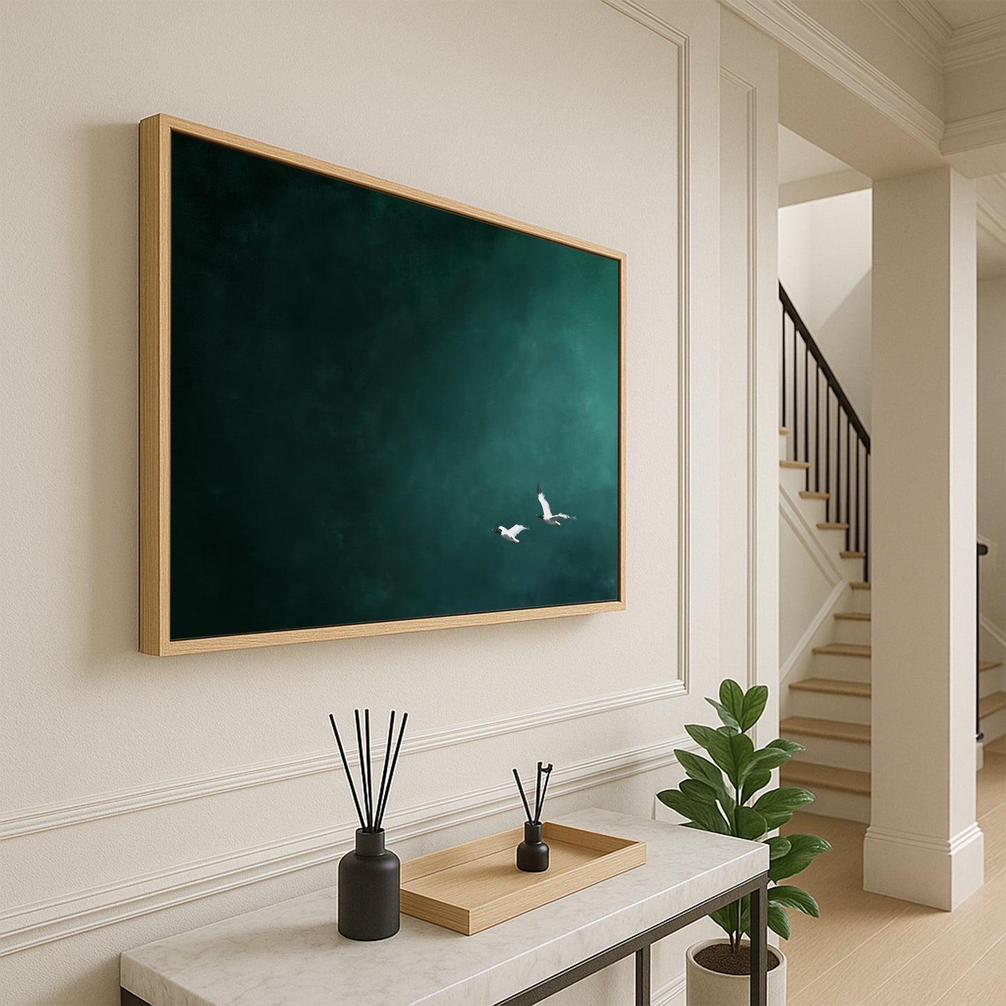 Teal Flight Framed Canvas