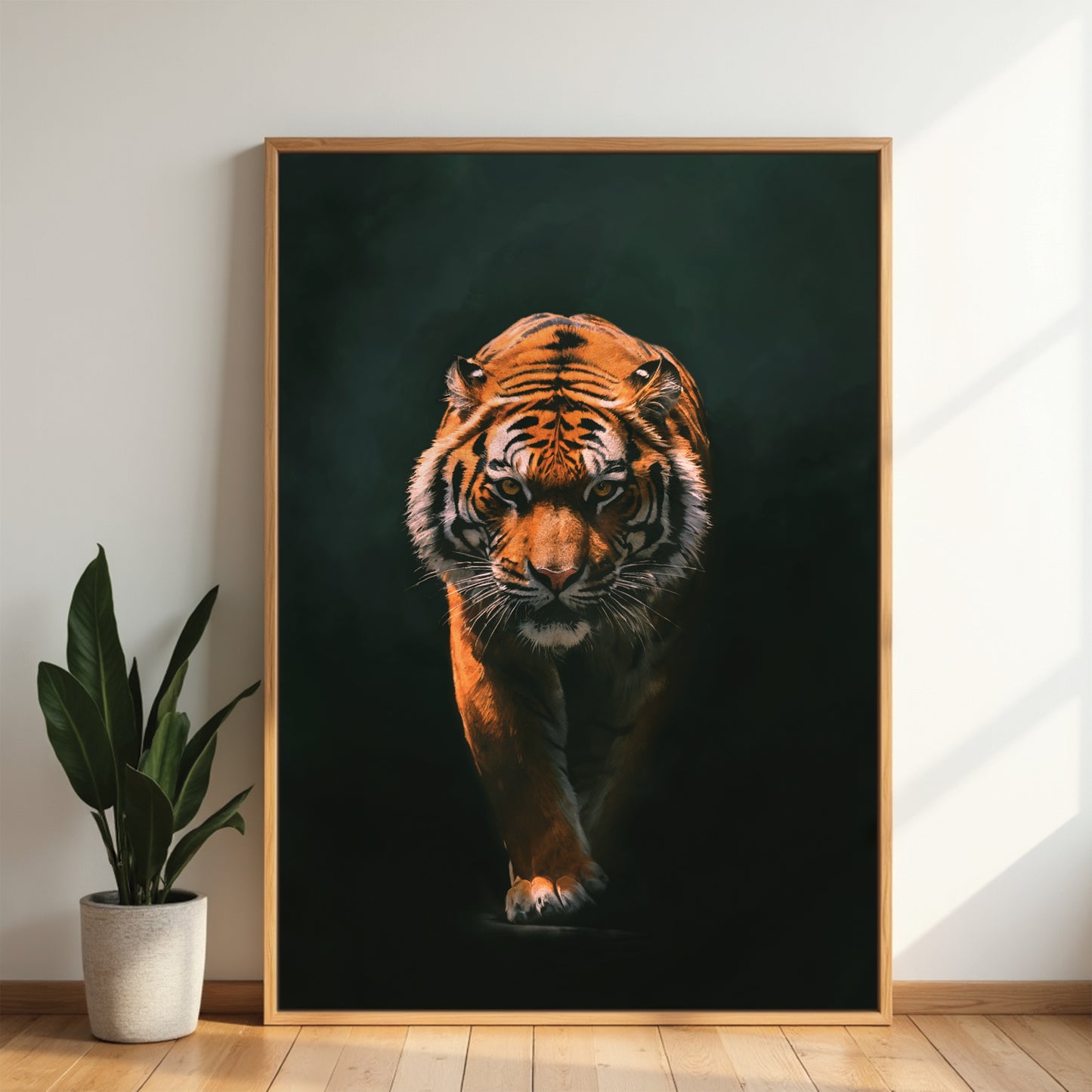 Emerald Tiger Framed Canvas