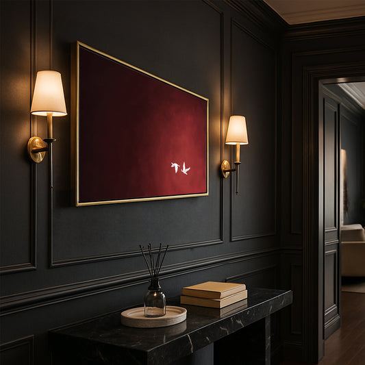 Crimson Flight Framed Canvas