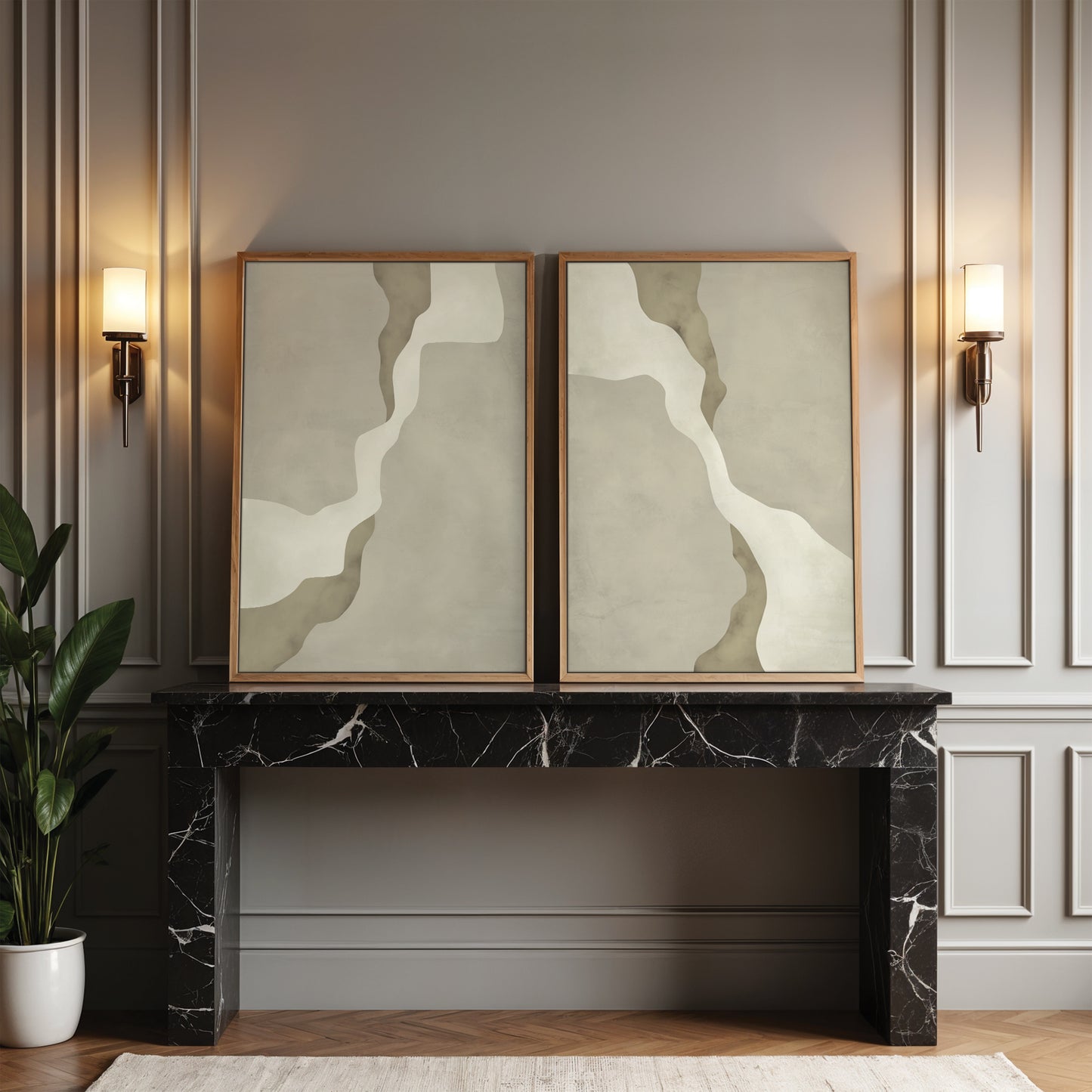 Stone Duo Framed Canvas