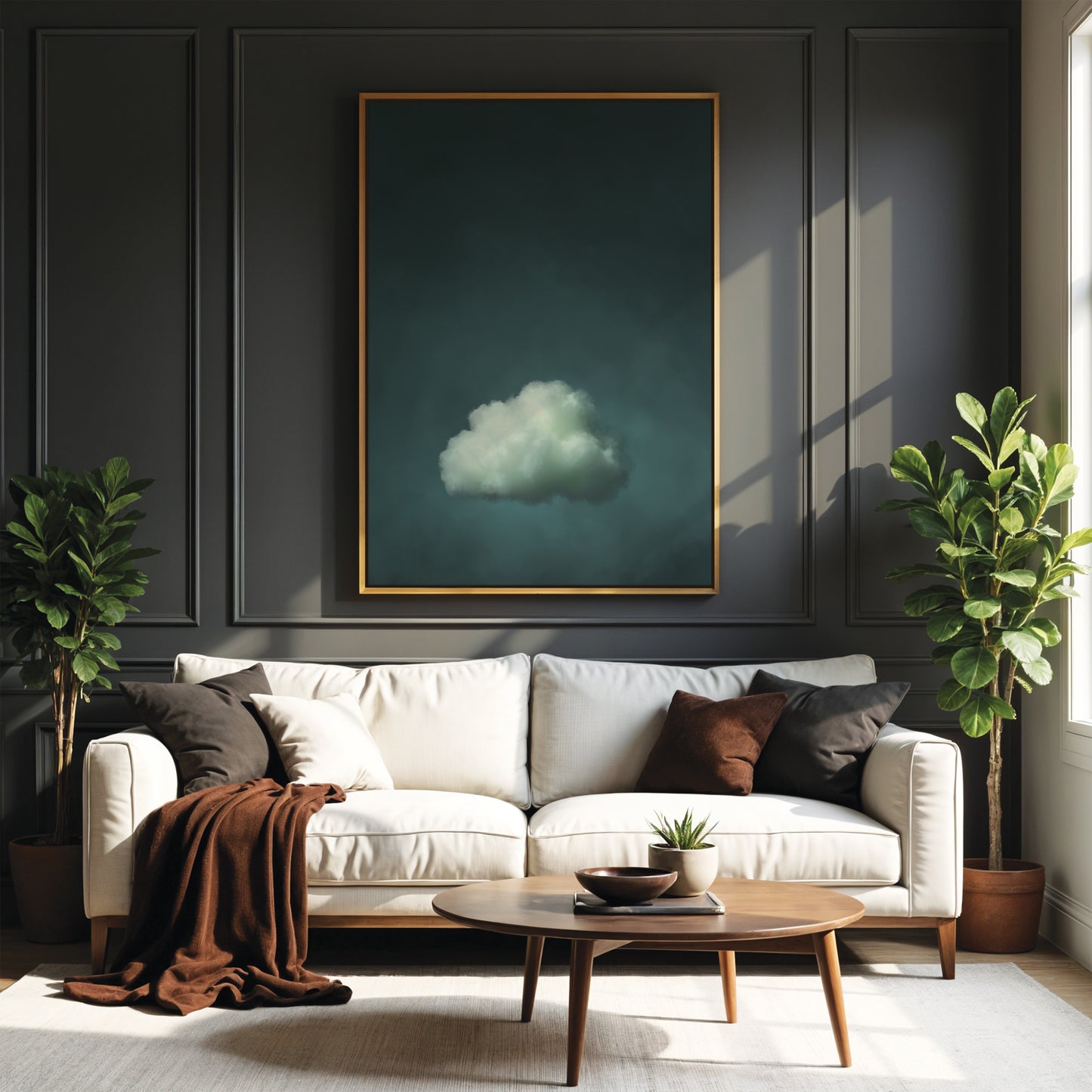 Cyan Cloud Framed Canvas