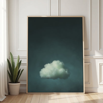 Cyan Cloud Framed Canvas
