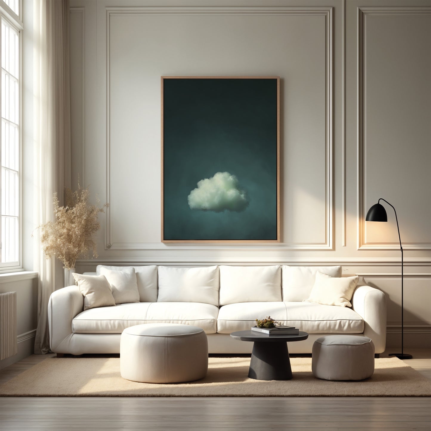 Cyan Cloud Framed Canvas