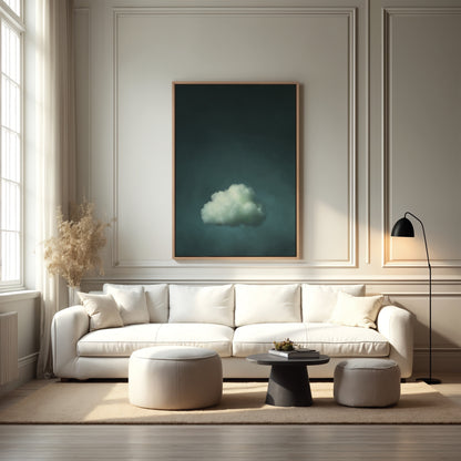 Cyan Cloud Framed Canvas