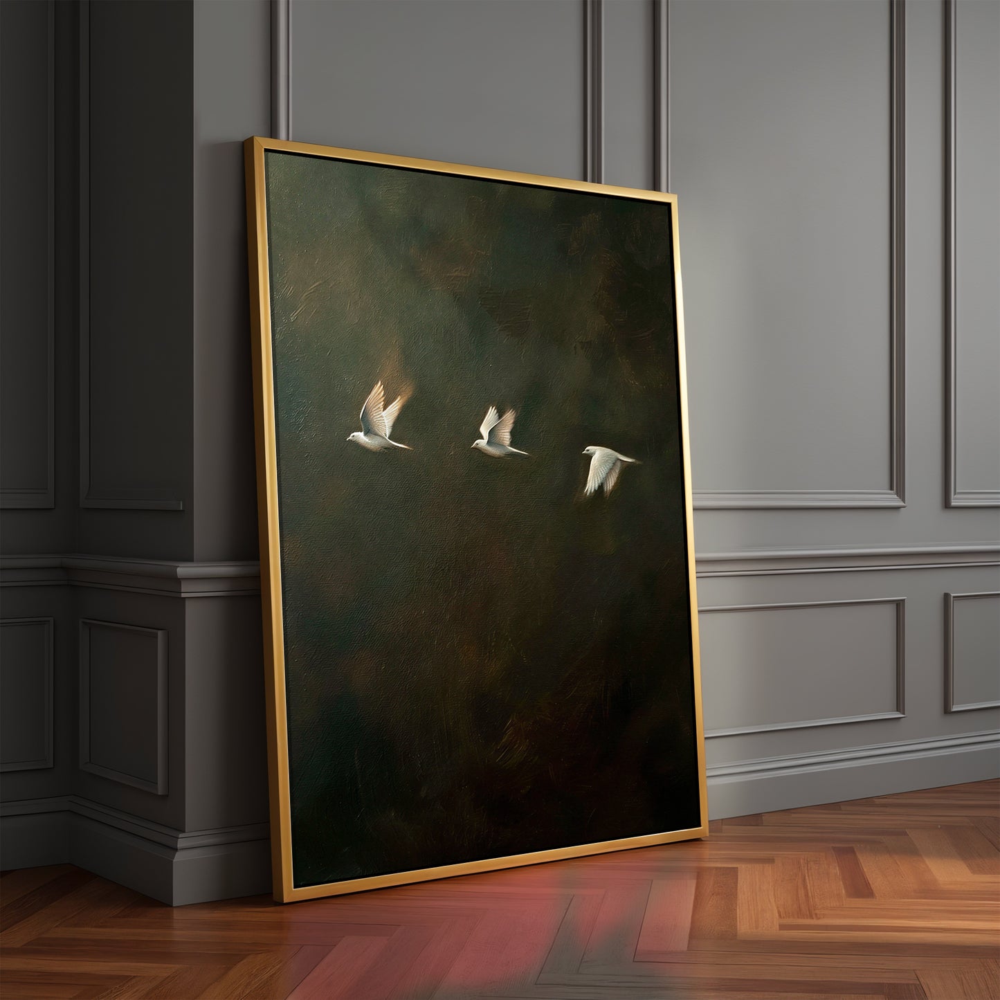 Trio Of Birds Framed Canvas