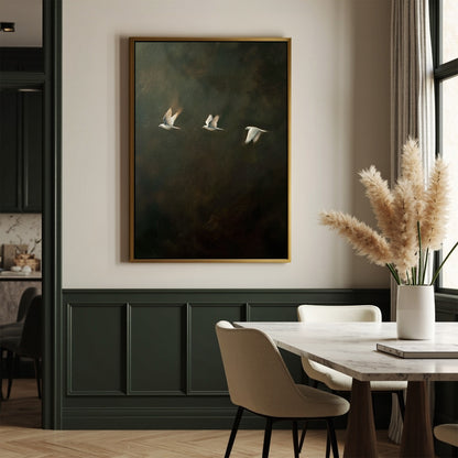 Trio Of Birds Framed Canvas