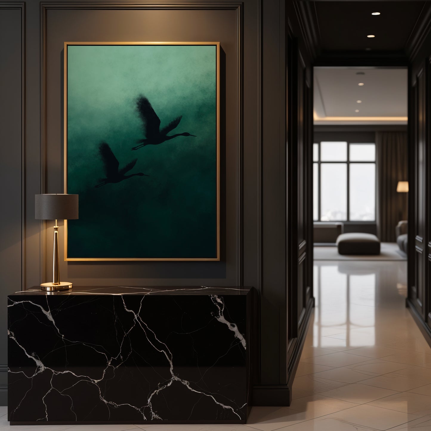 Green Mist Framed Canvas