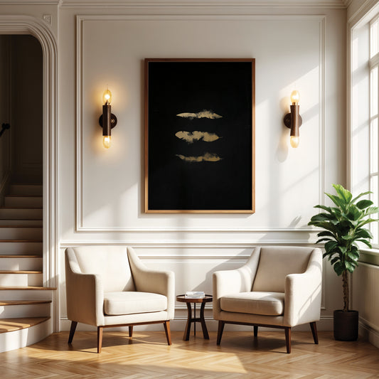 Gold Leaves Framed Canvas