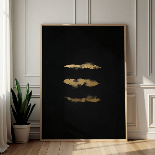 Gold Leaves Framed Canvas