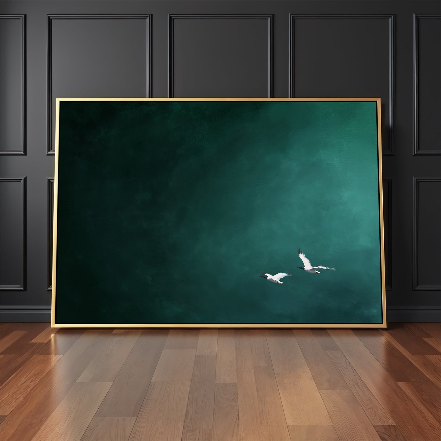 Teal Flight Framed Canvas