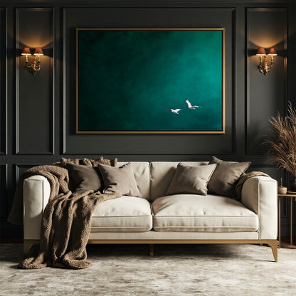Teal Flight Framed Canvas