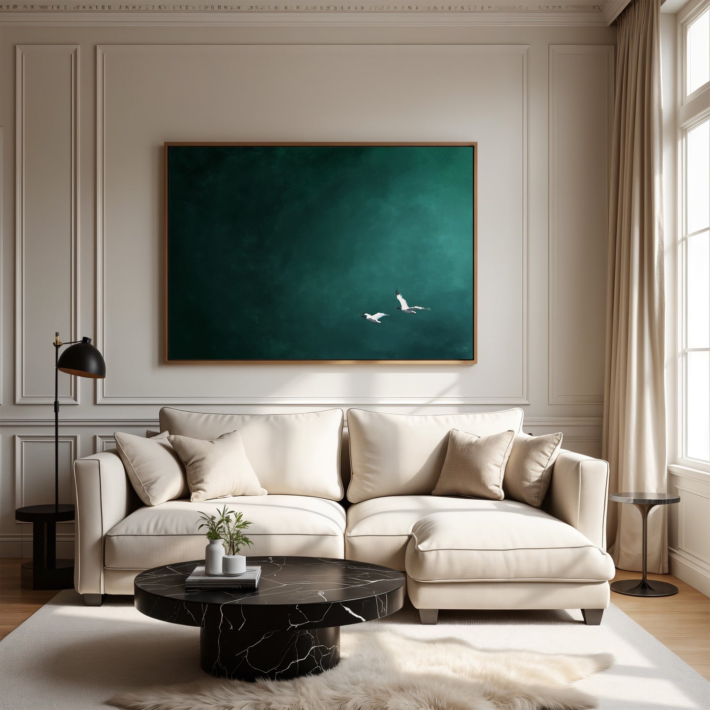 Teal Flight Framed Canvas