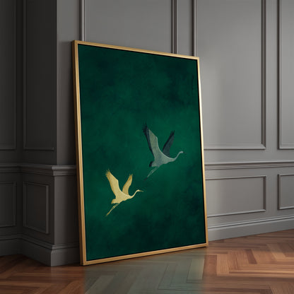 Emerald Flight Framed Canvas