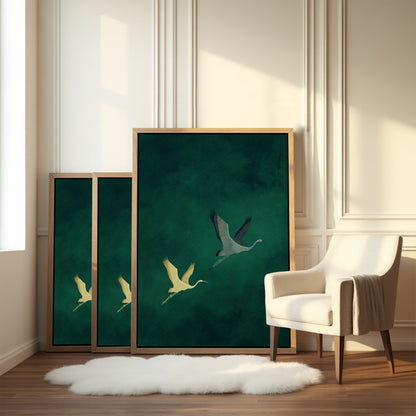 Emerald Flight Framed Canvas