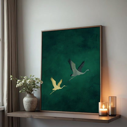 Emerald Flight Framed Canvas