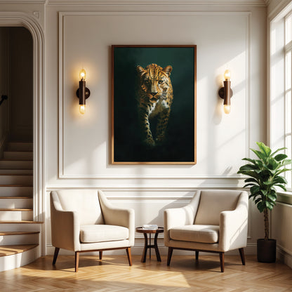 Emerald Leopard Framed Canvas
