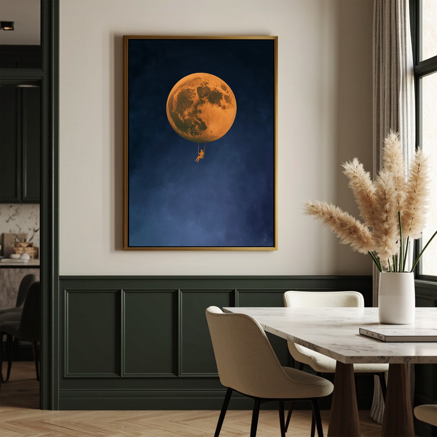 Blue Lumen Framed Canvas