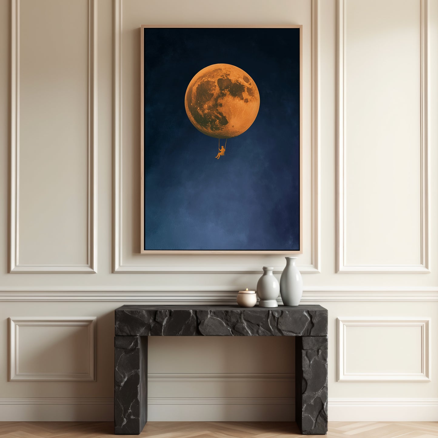 Blue Lumen Framed Canvas