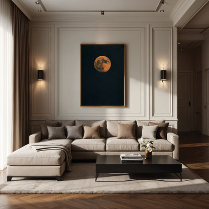 Orange Moon Framed Canvas