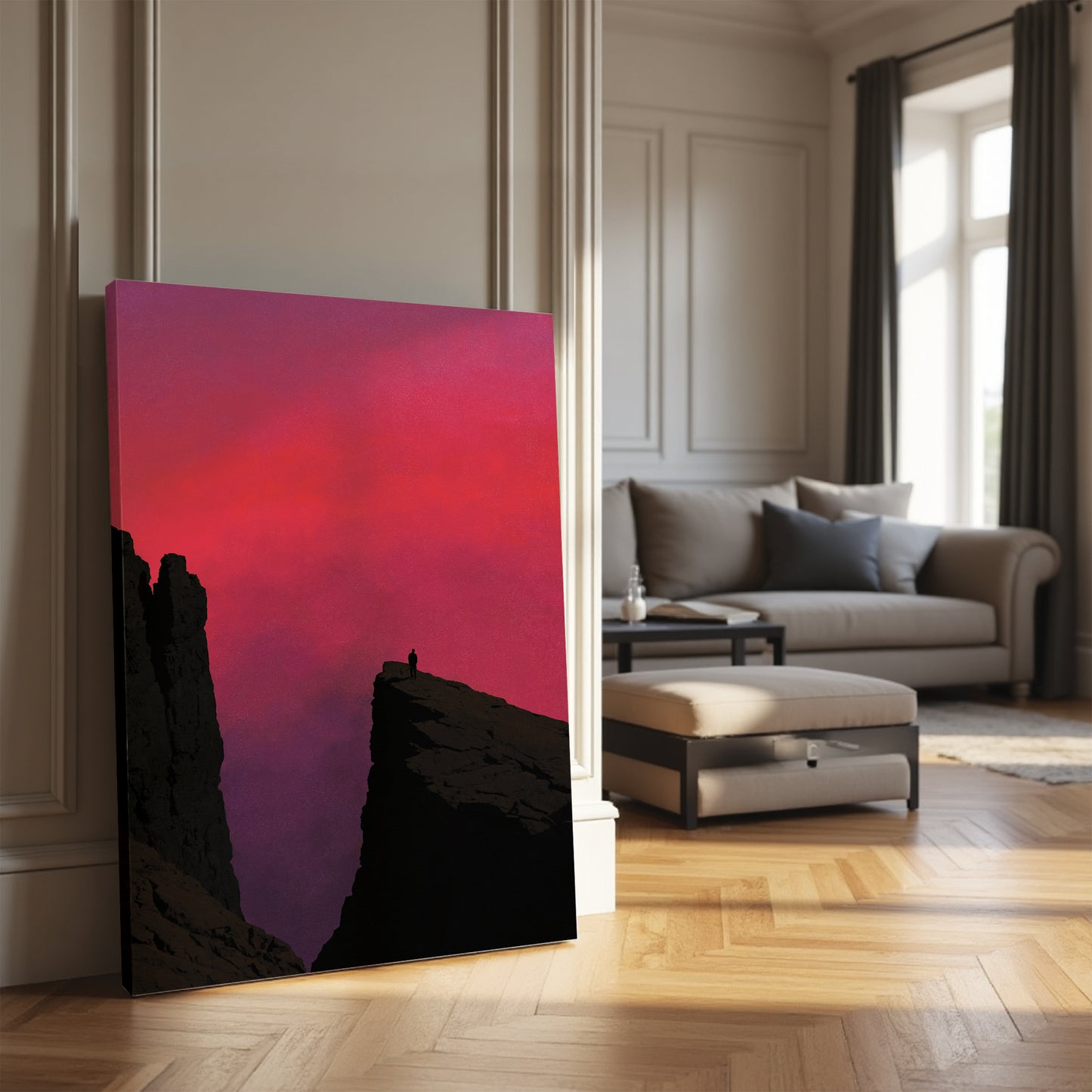Pink Sunset Framed Canvas
