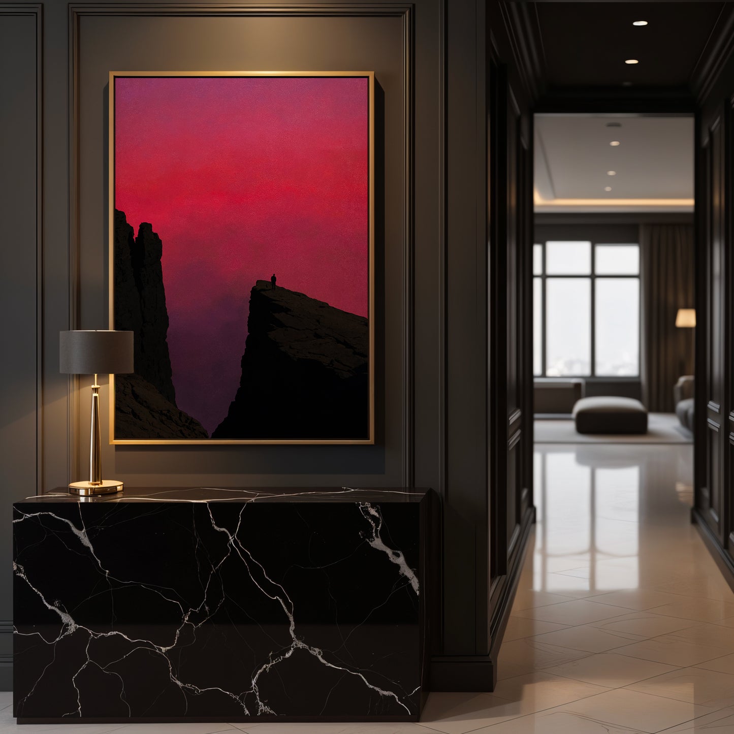 Pink Sunset Framed Canvas
