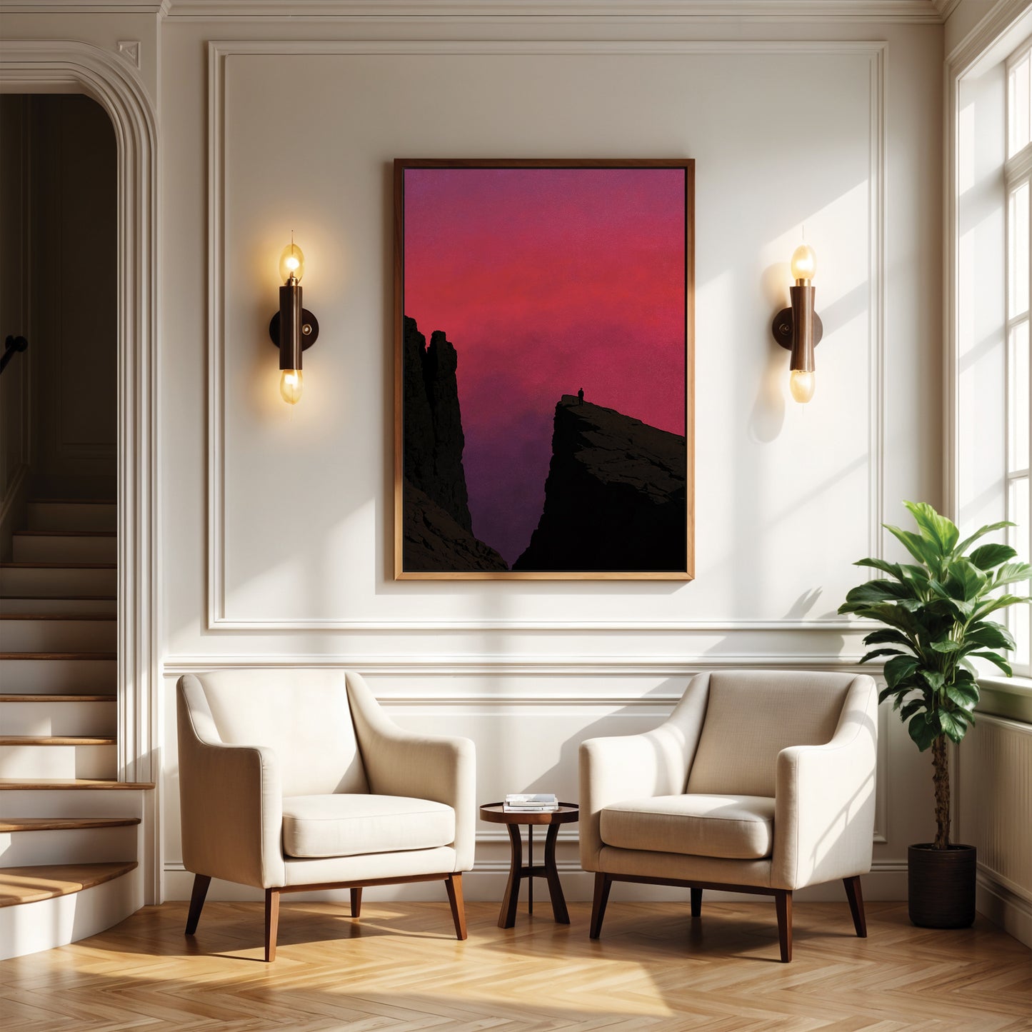 Pink Sunset Framed Canvas