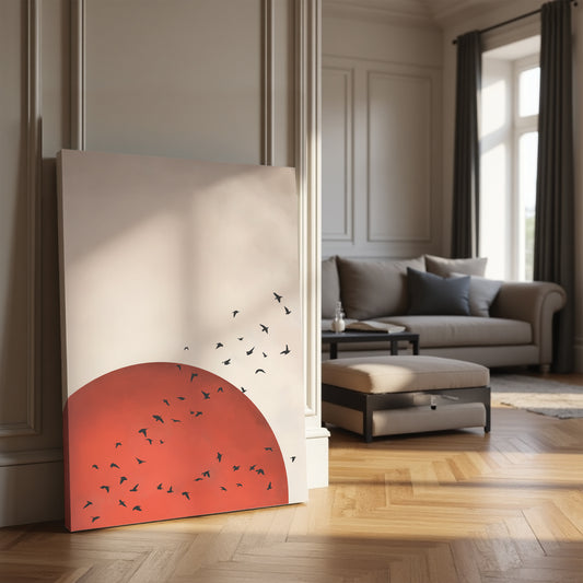 Red Moon Framed Canvas