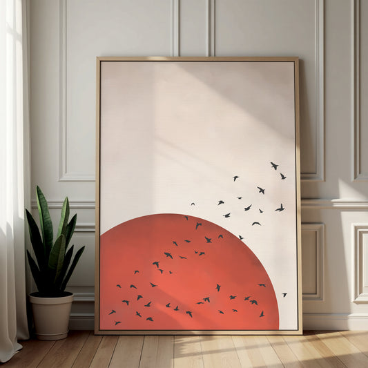 Red Moon Framed Canvas