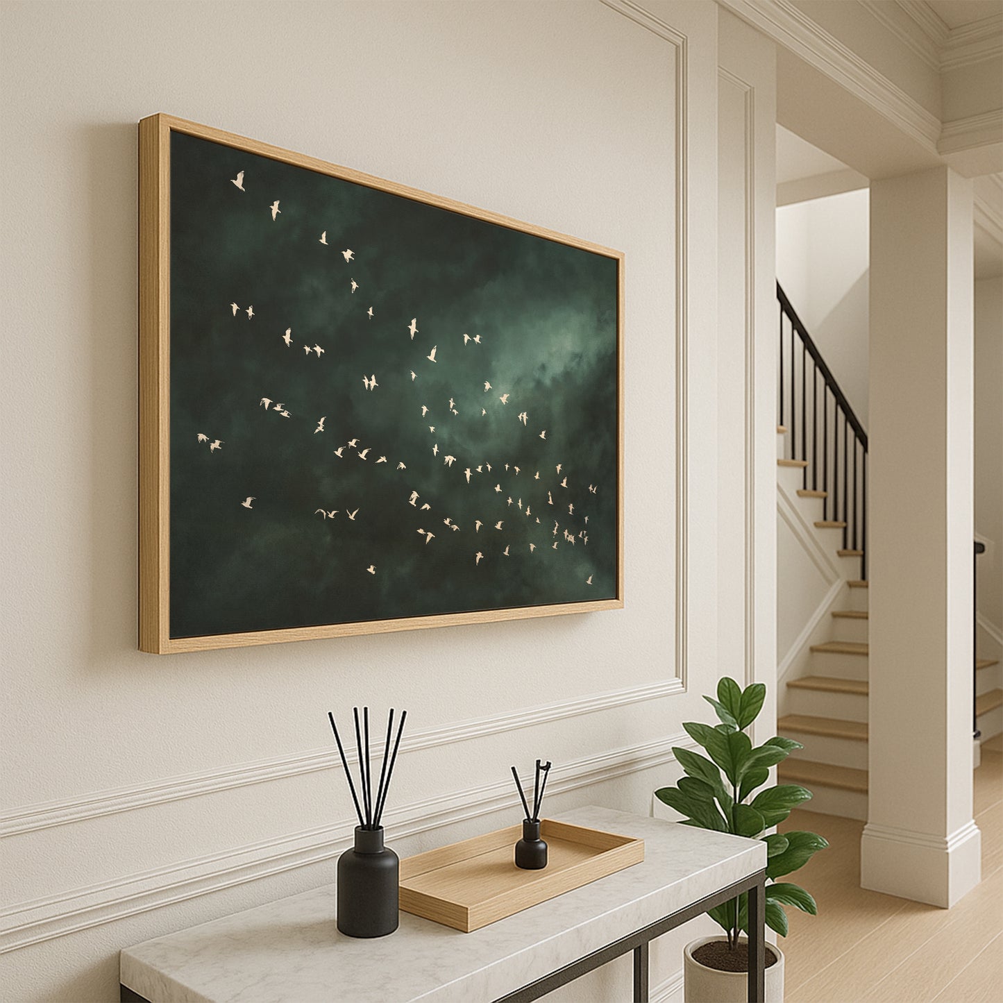 Sage Aura Framed Canvas
