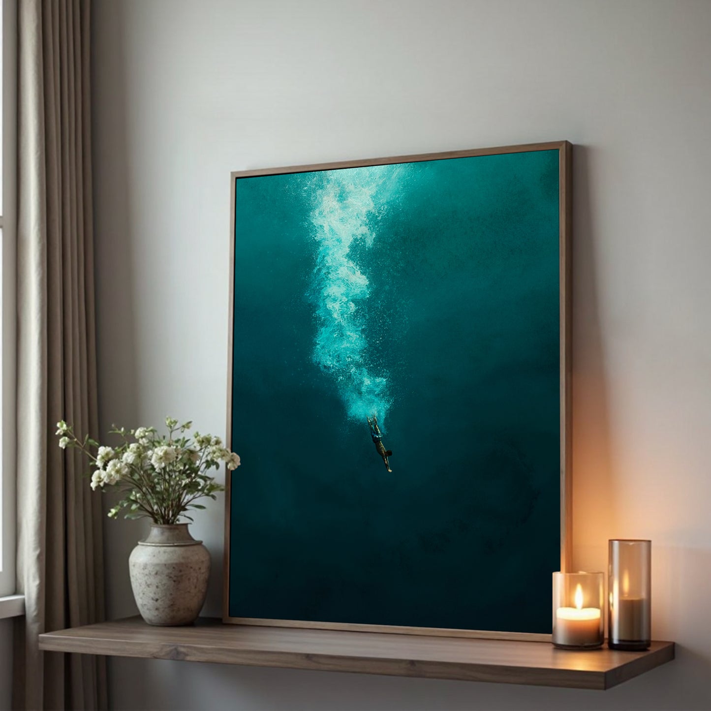 Dive Framed Canvas