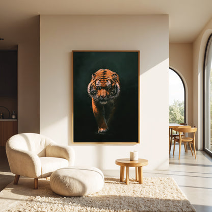 Emerald Tiger Framed Canvas