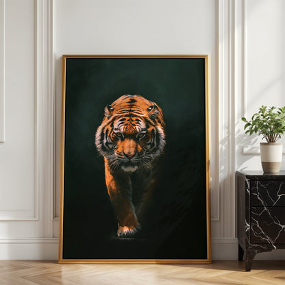 Emerald Tiger Framed Canvas
