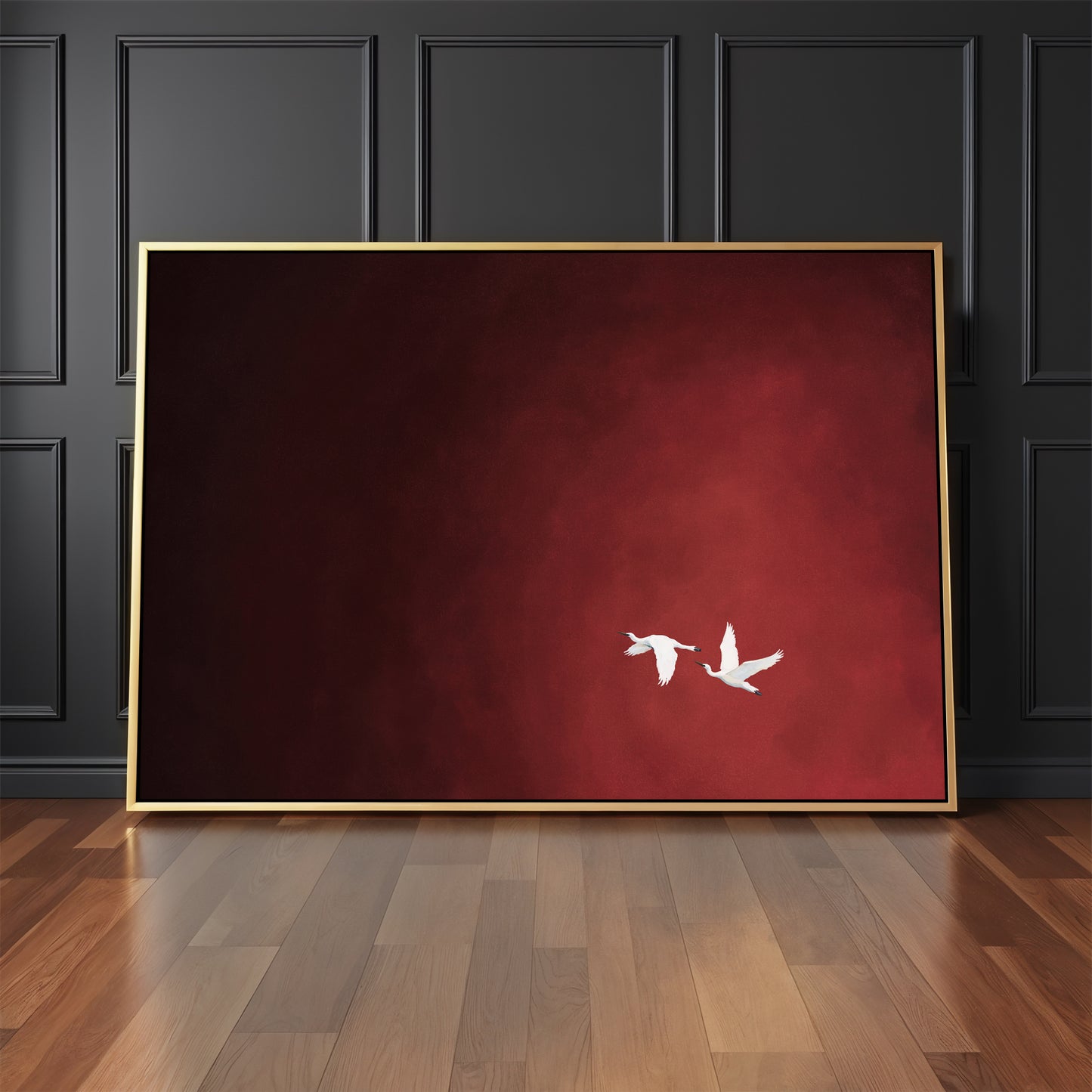 Crimson Flight Framed Canvas