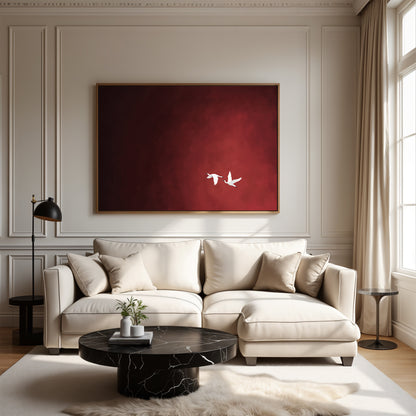 Crimson Flight Framed Canvas